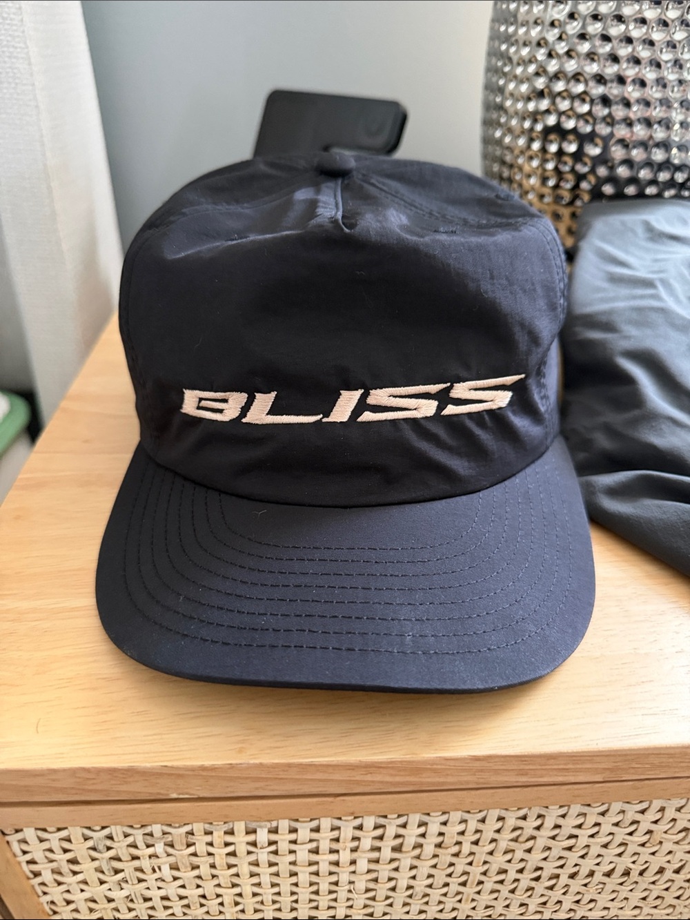 Bliss Men's Black Cap with White Embroidered Logo